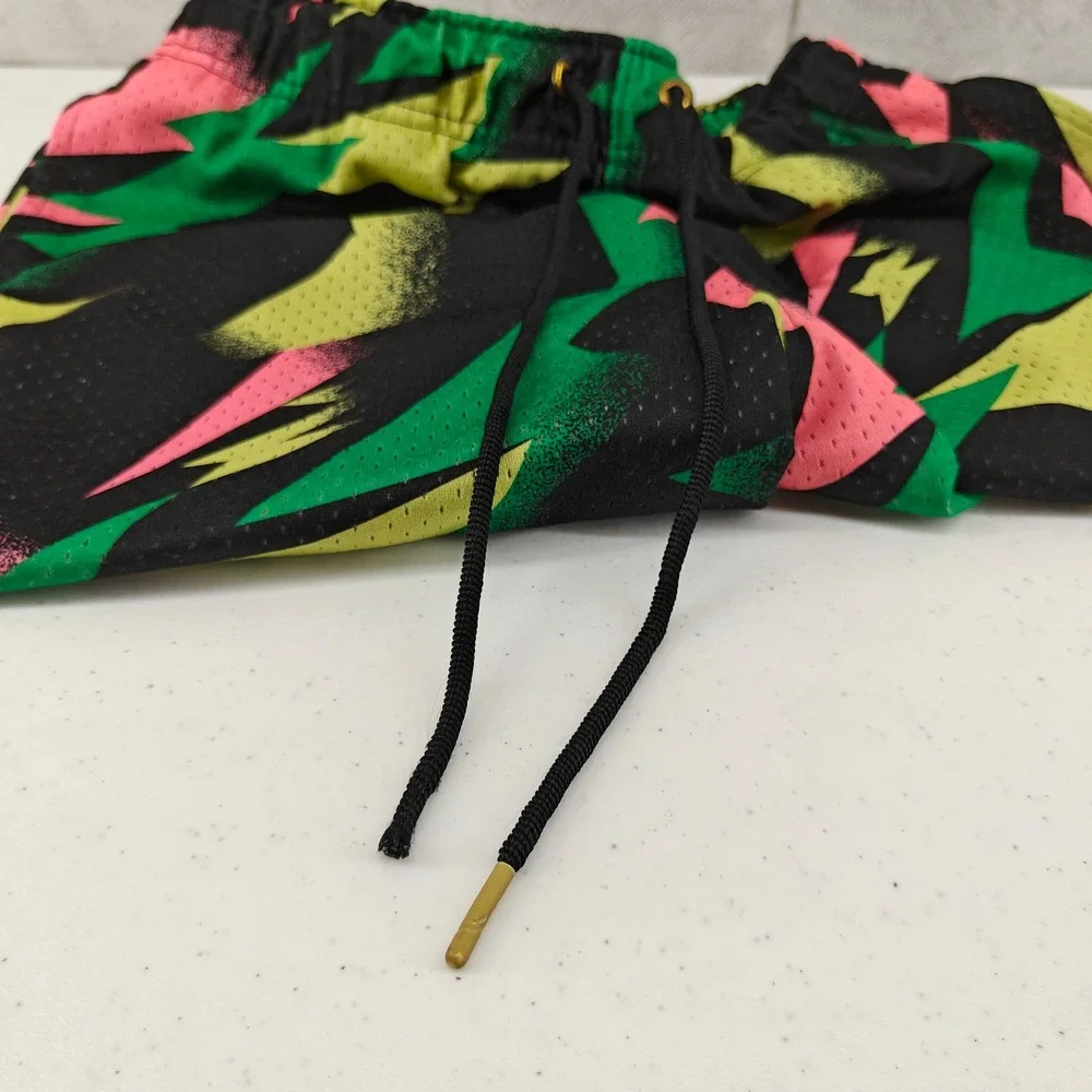 Jordan Mesh Shorts Mens S Black Multi All Over Print CZ4757-307 Tropical Twist